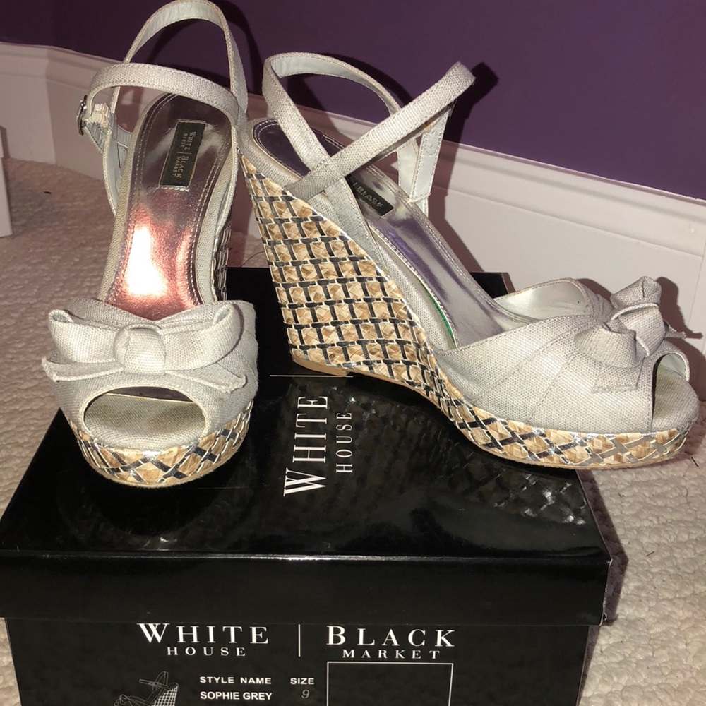 White House Black Market Sophie Grey Wedges